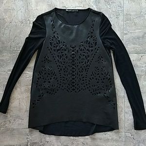 Zara long-sleeve leather cut-out top